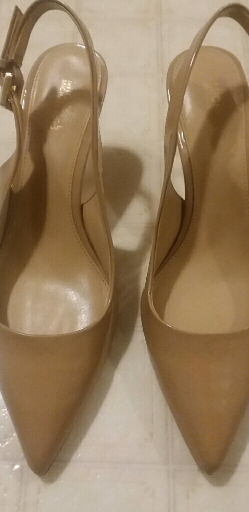 Nude slingback kitten heels